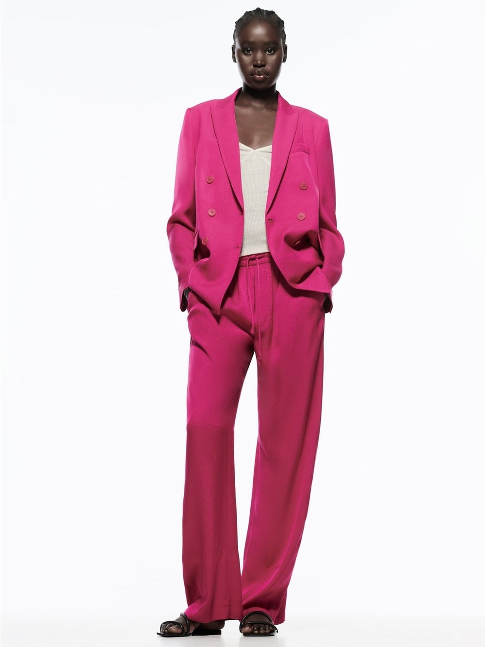 Zara Hot Pink Wide-Leg Pants